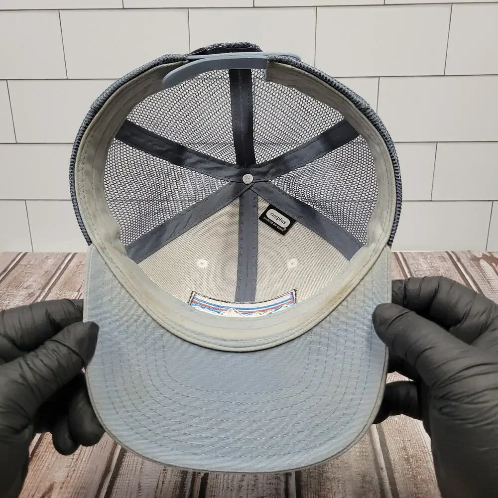 Patagonia P-6 Logo Trucker Hat Snapback White Blue Mesh Outdoor Cap